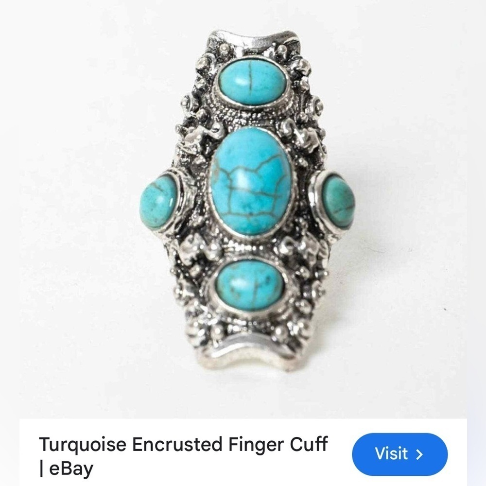 Turquoise and Silver Statement Ring - Picture 2 of 5
